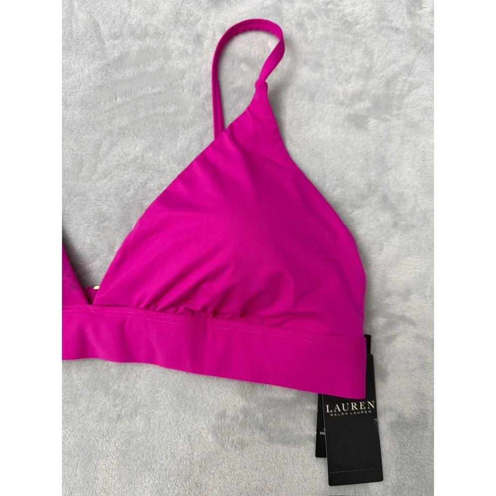 Lauren Ralph Lauren Women's Triangle V-Neck Bikini Top, Size 14 $85